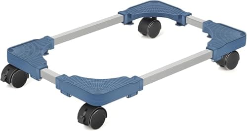 Image of Hmseng Pc Tower Stand, Adjustable Mobile CPU Stand with 4 Rolling Caster Wheels, Fits Most PC Under Desk-Blue