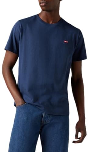 Image of Levi's Men's Ss Original Housemark Tee- Core Chesthit Logo T-Shirt, Cotton + Patch Dress Blues, M