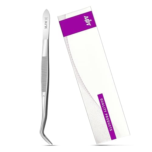 Image of MJW 6.5" Curved Tip Stainless Steel Tweezers – Multipurpose Tool for Culinary, Craft, Sewing, and Grilling Use