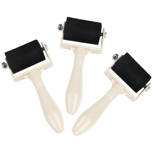 Image of 3 Pcs Rubber Brayer Rollers Ink Applicator Printmaking Art Craft Rollers Paint Brushes for Craft Projects Ink Stamping Lino Printing Ink Lino Ink