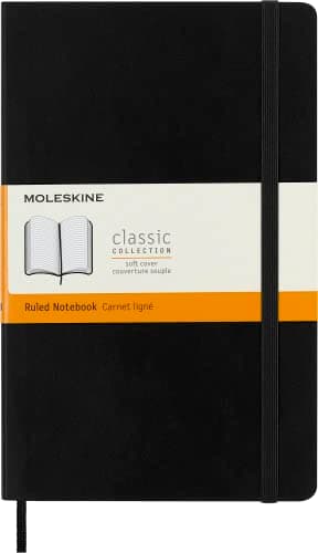Image of Moleskine Classic Notebook, Notebook With Ruled Pages, Soft Cover and Elastic Closure, Black, Large, 13 x 21 cm, 192 Pages