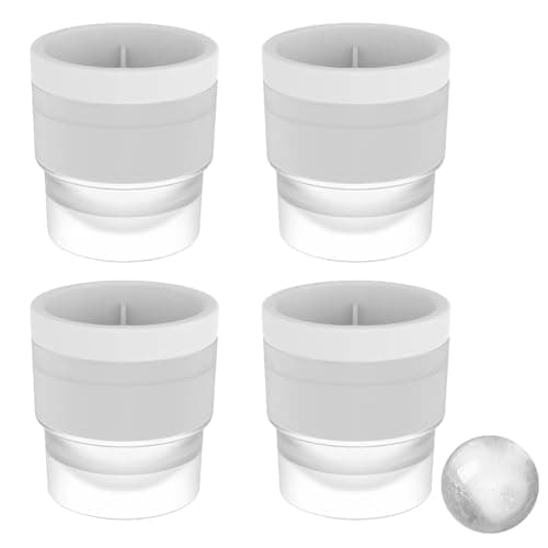 Image of 4 Pcs Ice Ball Mould,Round Ice Cube Moulds,Reusable Silicone Ball Maker for Kids with Candy Pudding Jelly Milk Juice Chocolate Moulds Or Cocktails Whiskey,Easy Release and Stackable Design
