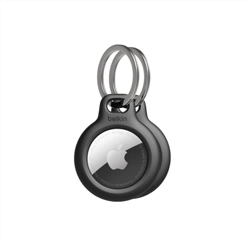 Image of Belkin Apple AirTag Secure Holder with Key Ring - Durable Scratch Resistant Case with Open Face & Raised Edges - Protective AirTag Keychain Accessory for Keys, Pets, Luggage, Backpacks - 2-Pack Black