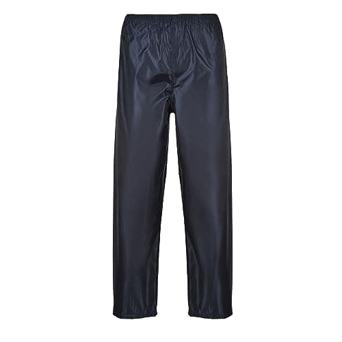 Image of Portwest S441 Classic Rain Trousers Men's Waterproof Overtrousers Durable Protective Outdoor Workwear Rainwear Overpants Elasticated Waistband Taped Seams, Navy, M