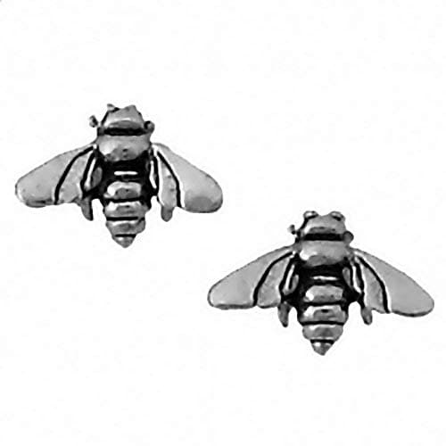 Image of Bee Earrings Studs Tiny Mini Bumble Honey Stainless Steel Posts and Backs Sterling Silver Plated BEE Flying Stud Earring