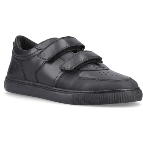 Image of Hush Puppies Boys Daxton Touch Fast Black Leather School Shoes UK 10 - UK 6 (Black, UK Footwear Size System, Big Kid, Men, Numeric, Medium, 6)