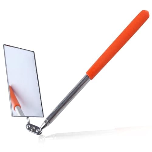 Image of LEONTOOL Telescoping Auto Inspection Mirror 360° Swivel Head Rectangular Mechanic Mirror Extendable Mirror Up to 19.5" Long Inspection Mirror on a Stick for Checking Observe Vehicle and Small Details