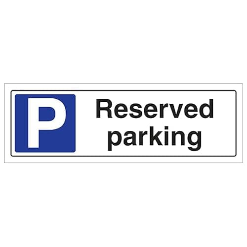 Image of V Safety Reserved Parking - Landscape 300 x 100 mm - 2mm Rigid Plastic Safety Sign