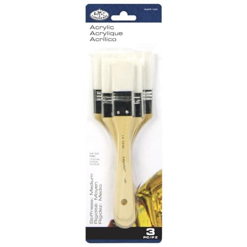 Image of Royal & Langnickel Royal and Langnickel White Taklon Flat Paint Brush Set - 3 Pack, RART-150
