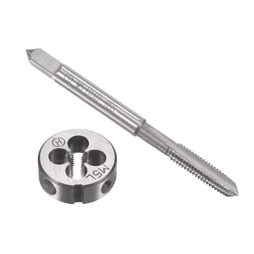 Image of TOP-VIGOR M5 x 0.8mm Metric Left Hand Tap and Die Set, Machine Thread Screw Tap with Round Threading Die, Heavy Duty Tap & Die Kit for DIY, Repair, Cutting External and Internal Thread