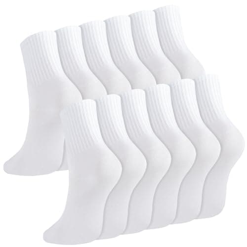 Image of Meng Jiaran 6 Pairs Ladies Socks, Breathable Women Sports Gym Leisure Crop Ankle Cotton Liners Socks Multipack Unisex, Size 6-11