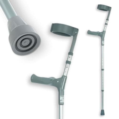 Image of Coopers Comfy Grip Handle Double Adjustable Elbow Crutch - Large - Left Hand | Lightweight Crutch for Adults | Height Adjustable Elbow Crutch | Arthritis Comfort Grip