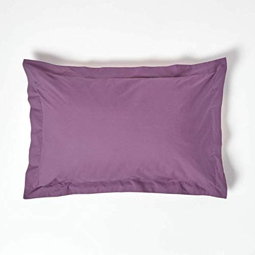 Image of HOMESCAPES Purple Grape Pure Egyptian Cotton Oxford Pillowcase Standard Size 200 TC 400 Thread Count Percale Equivalent Pillow Case