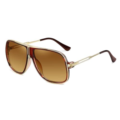 Image of SHEEN KELLY Retro Sunglasses Men Vintage Oversized Pilot Sunglasses Women Classic Fashion Mirror Eyewear Unisex