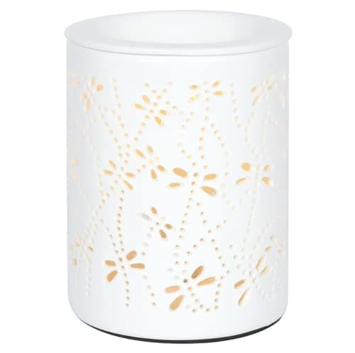 Image of Electric Wax Melter | Dragon Fly Design | White Ceramic Oil Burner | Wax Burner