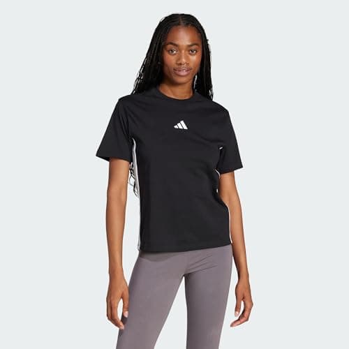 Image of adidas Women's Essentials 3-Stripes Cotton T-Shirt, Black/White, XS