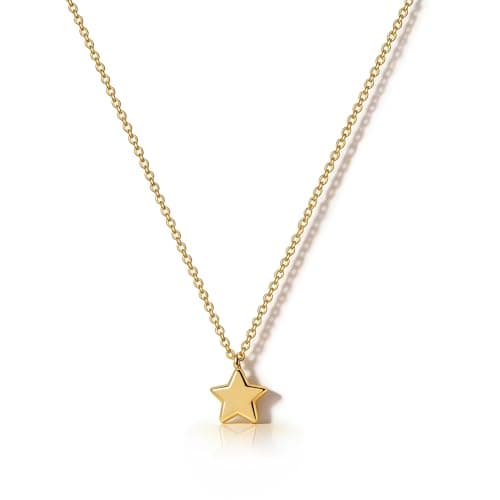 Image of HANLI Gold Necklace for Women,Dainty Star Necklace 14k Gold Plated Simple Star Pendant Necklace Jewelry Everyday for Women