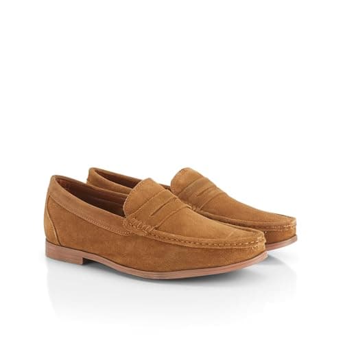 Image of Catesby College Premium Suede Loafers for Men Extra Padded Breathable Mens Casual Shoes Comfortable Moccasins Slip On Flats, Tan, UK 9