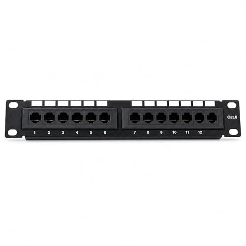 Image of 12 Port Patch Panel, 10 Inch 0.5U CAT6 Rack Mount Modular Panel with Keystone Coupler, Server Rack/Network Cabinet, Network Patch Panel for Recommended with RJ45 CAT5 & RJ45 CAT6 Keystone Jacks