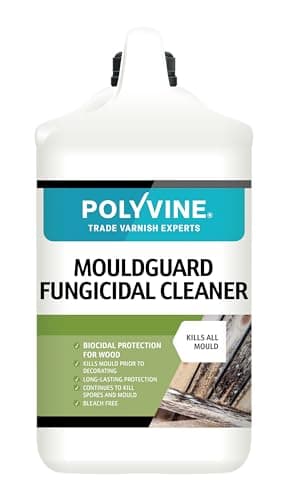 Image of Polyvine Mouldguard Fungicidal Cleaner, Fungicide Wood Treatment – Fungicidal Wash Mould Cleaner, Mold Remover for Wood Furniture, Decking, Painted Woodwork, Internal & External Surfaces, 4L