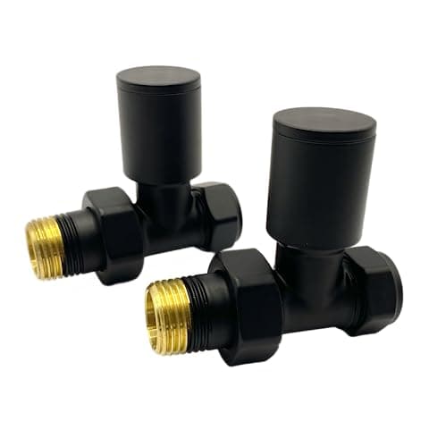 Image of Manissa Kirby Black Straight Towel Rail Valves 1/2" /15mm Radiator valves Solid Brass