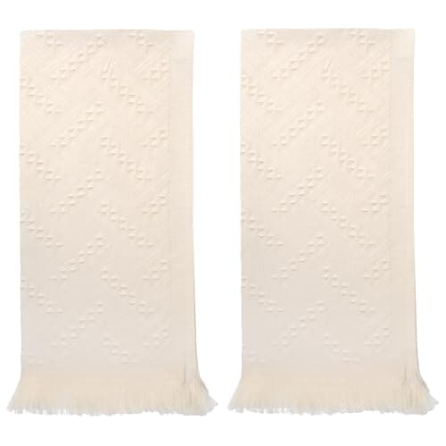 Image of Shimmeroo 2PCS Beige Hand Towel,30×13 Inch Boho Hand Towel for Bathroom Soft Absorbent,Face Cloths Soft Feeling Decorative Turkish Towels for Bath,Kitchen