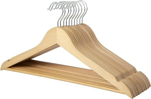 Image of KARAN IMPEX Wooden Suit Clothes Hangers, 10-Pack, 44 cm, Natural