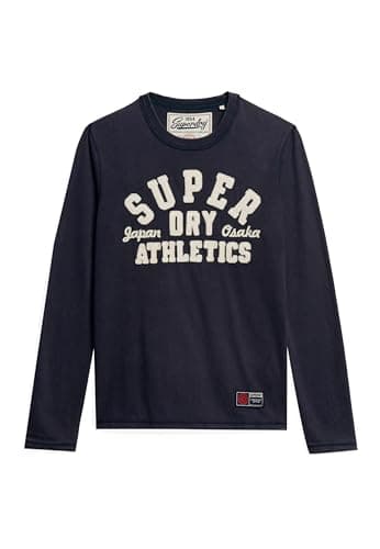 Image of Superdry Vintage Athletic LS Top M6010824A Eclipse Navy Size M, Black/White, M
