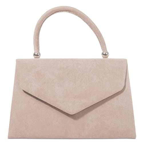 Image of fi9® Retro Suede Tote Style Wedding Ladies Party Prom Evening Clutch Hand Bag Purse (Nude)