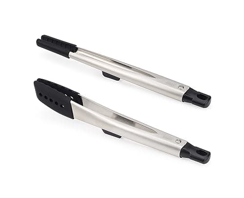 Image of Joseph Joseph Elevate Fusion 2-piece Tong Set with Precision and Large Tongs, Heat Resistant Non Stick Kitchen Utensil, Stainless Steel Handles