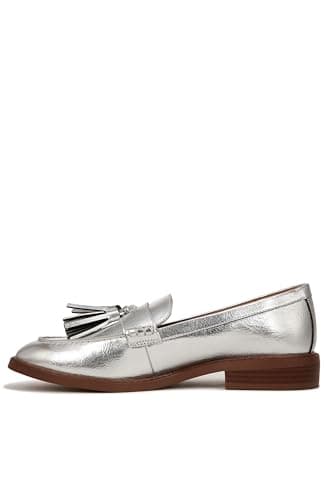 Image of Franco Sarto Women's Carolynn Low Slip on Tassel Loafers, Silver Metallic, 6 UK