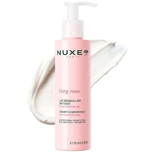 Image of Nuxe Very Rose Creamy Cleansing Milk 200ml, Gentle Makeup Remover for Face & Eyes, With Rose Floral Water, 95% Natural-Origin Formula, Moisturises & Soothes Skin, Vegan