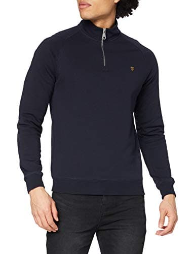 Image of Farah Men's Jim 1/4 Zip Sweatshirt, Blue, M UK