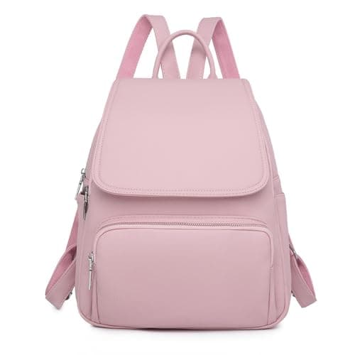 Image of JIANLINST Women PU Leather Backpack Fashion Backpacks School Bag, Stylish Casual Daypack Ladies Flap Rucksack Shoulder Bag Purses for Work Travel (Pink)
