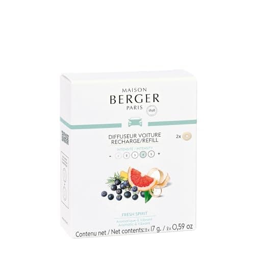Image of MAISON BERGER - Set of 2 Car Diffuser Refills – Ceramic System – Diffusion 4 to 6 Weeks – Lampe Berger Fragrance – Made in France (Fresh Spirit)