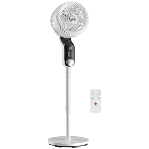 Image of HOMCOM 20 dB Silent Standing Fan for Bedroom, 41" Pedestal Fan with Remote, Oscillating, Vertical Tilt, 8 Speeds, Adjustable Height, 12H Timer, Aroma Diffuser, LED Display, White