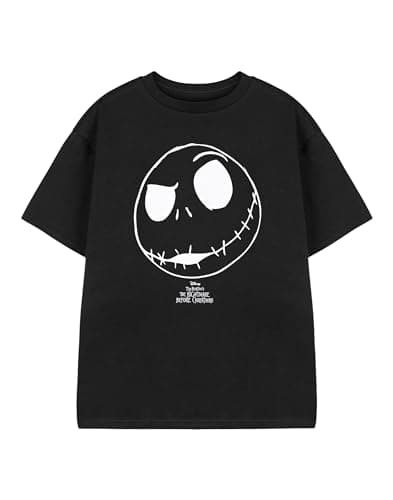 Image of Disney The Nightmare Before Christmas Kids Short-Sleeved T-Shirt in Black | Jack Skellington Graphic Tee for Kids | Boys & Girls Short Sleeve Movie Apparel Top for Children & Teens