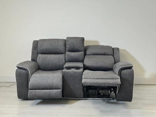 Image of Hannah Electric Recliner 3+2 Sofa Set With Cupholders – 3+2 Seater – Soft Grey Micro Fabric – LED Lights & USB Ports (2 Seater)