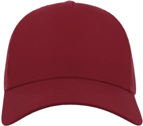 Image of COOZO Unisex Rapper Cotton 5 Panel Trucker Cap - Burgundy/Burgundy - One Size