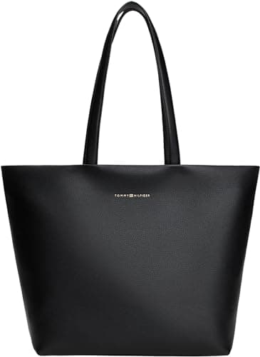 Image of Tommy Hilfiger Women's TH LOGOTAPE TOTE AW0AW17693 Tote, Black (Black), One Size