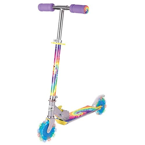 Image of OzBozz TIE DYE SCOOTER WITH FLASHING WHEELS, rainbow