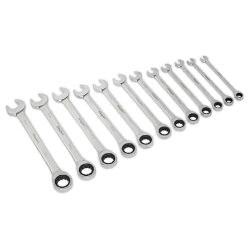 Image of Siegen by Sealey 12pc Combination Ratchet Spanner Set - S0634