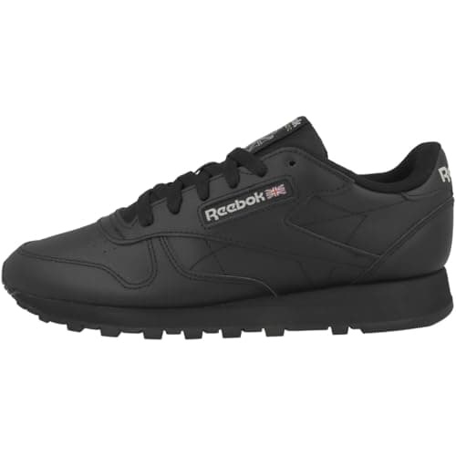 Image of Reebok Women Classic Leather Sneaker, Core Black/Pure Grey 5/Reebok Rubber Gum-03, 5