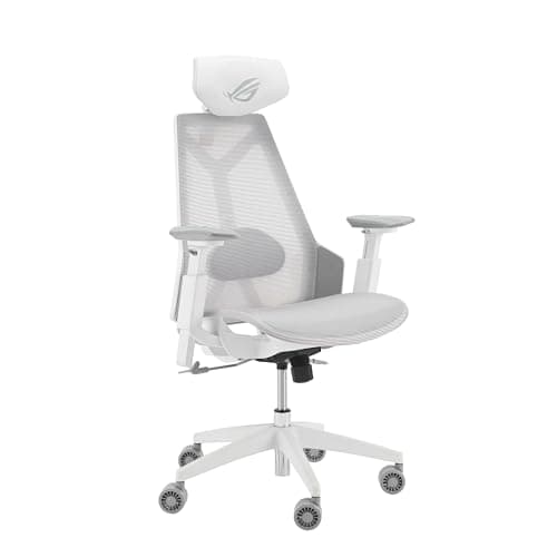 Image of ASUS ROG Destrier Core (Ergonomic Gaming Chair, 2D headrest, 2-way lumbar, 3D armrest 360° for mobile gaming mode, adjustable seat depth/height, recline with 3 levels) Moonlight White