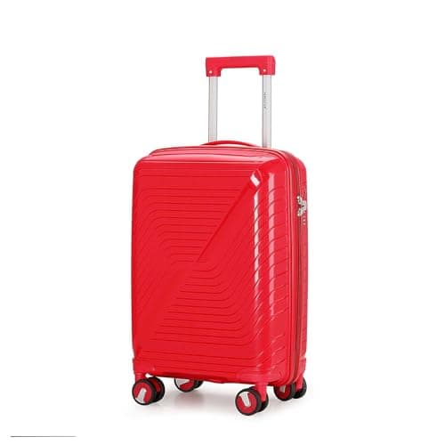 Image of Aerostar Carry-on 20" Lightweight PP Hard Suitcase, Hand Luggage 4 Wheel & TSA Lock, 55x35x20cm | Accepted All Airlines easyjet, RyanAir, British Airways (Red, 35 litres)