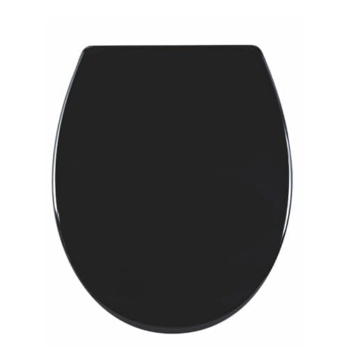 Image of AQUALONA® Luxury Duroplast Toilet Seat – Incredibly Strong and Durable - Oval, Soft Close - Ceramic Appearance - Scratch Resistant - One Button Hinge Release - Click, Lift & Clean Technology (Black)