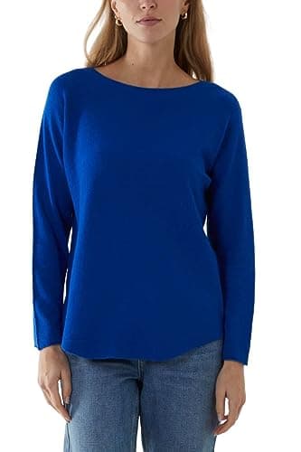 Image of STAR FASHION Ladies Round Neck Soft Knit Jumper Womens Crew Neck Winter Wear Long Sleeve Fine Knitted Jumper Sweater Casual Pullover Top UK One Size Fits All 8-16 Royal