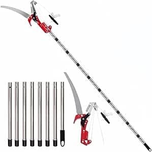 Image of Telescopic Long Reach Tree Loppers - 82-402cm Extendable Pruner with 33cm Saw Blade, Lightweight Pulley-Operated Pole Pruner for High Branch Trimming