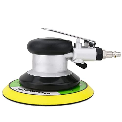 Image of Professional Air Random Orbital Sander, 6-Inch Pneumatic Dual Action Palm Sander/Polisher, 10,000 RPM Variable Speed with Hook & Loop Pad for Auto Body, Woodworking & Metal (Silver, 150mm)