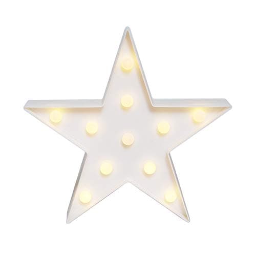 Image of GUOCHENG Lovely Star LED Night Light Battery Operated LED Marquee Sign Decorative Table Lamps for Baby Children Bedroom Nursery Christmas Birthday Party(White)